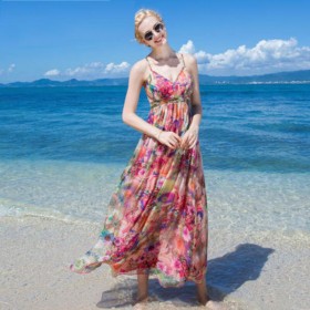 Women 100 Silk dress Beach dress 100% Natural Silk Pink Print dress Strapless Holiday summer dresses